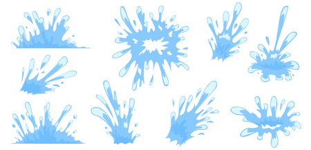 Big set Water spray, Splash and Drops. Cartoon style. Vector illustration.のイラスト素材