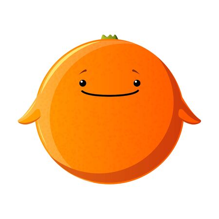 Cute orange character. Kawaii fruit vector characters isolated on white backgroundのイラスト素材