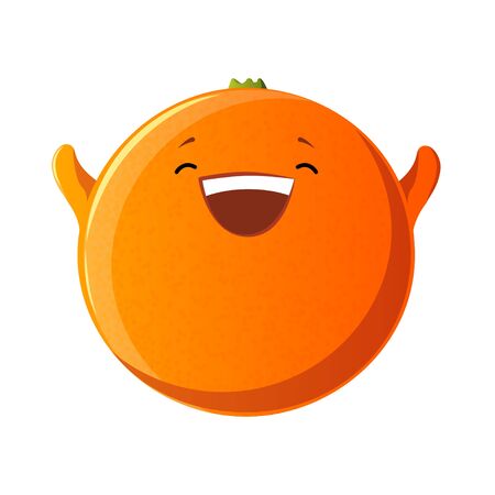 Cute orange character. Kawaii fruit vector characters isolated on white backgroundのイラスト素材