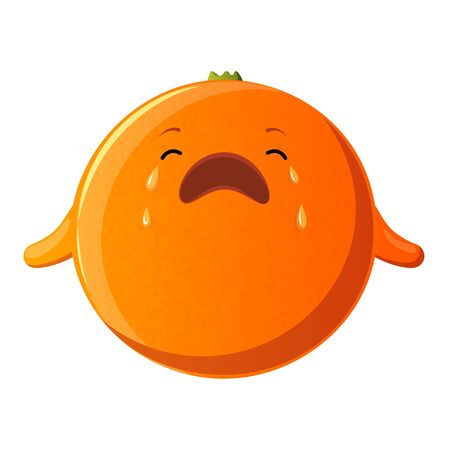 Cute orange character. Kawaii fruit vector characters isolated on white backgroundのイラスト素材