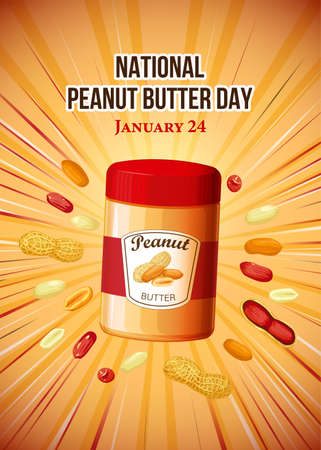 National Peanut Day vector. Jar of peanut butter vector illustration. Peanut Day Poster, American delicacy. January 24.の写真素材