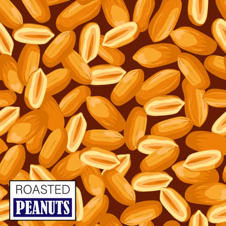 Roasted Peanut nut seed. Peanuts seamless pattern.のイラスト素材