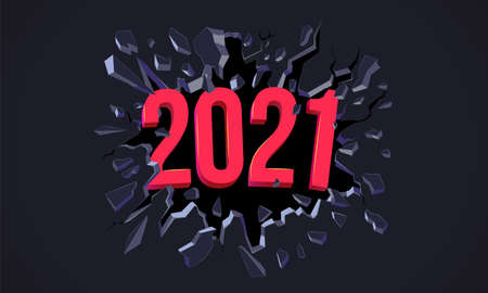 2021 New Year greeting card. Flyer, poster, invitation or banner for New Years 2020 Eveのイラスト素材