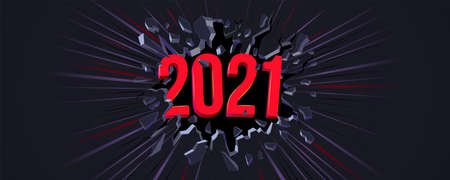 2021 New Year greeting card. Flyer, poster, invitation or banner for New Years 2021のイラスト素材