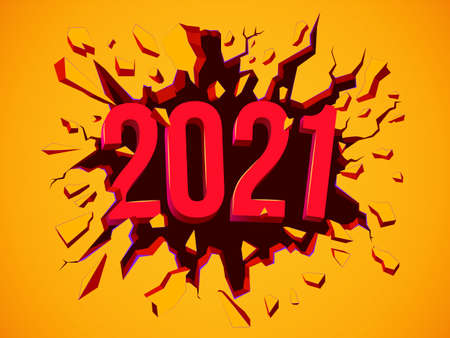 Happy New 2021 Year greeting card. Flyer, poster, invitation or banner for New Years 2020のイラスト素材