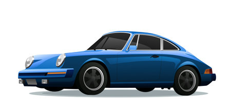 Retro car. Vintage classic car. Blue Sport car.のイラスト素材