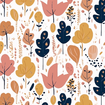 Seamless pattern with hand drawn autumn leaves. Vector illustration.のイラスト素材
