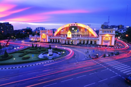 Railway station at Thailand in sunset timeのeditorial素材