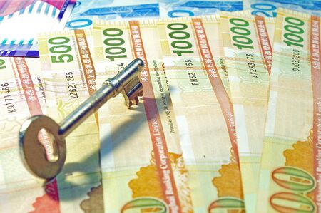 key for money, Bankbill Hongkongの写真素材