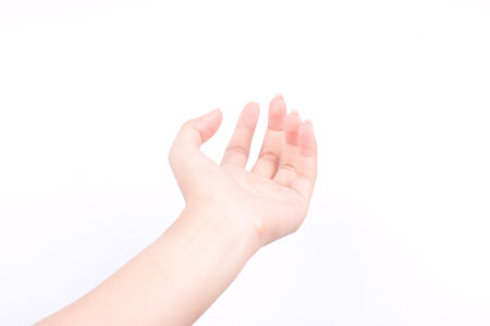 finger hand symbols isolated concept open hands of giving pray and May god bless you on white backgroundの写真素材