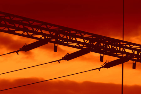 Power lines at sunset