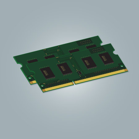 Laptop Computer RAM Random-Access Memory Chip Isolated on White Background. RAM Memory Module. 