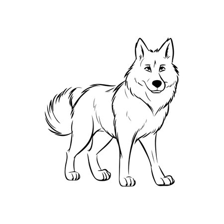 Siberian husky dog on white background. Vector illustration.