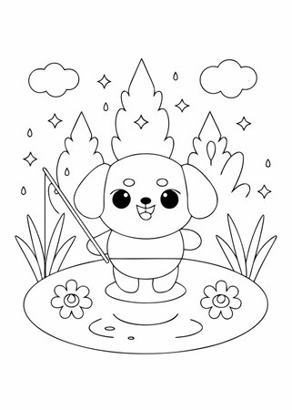 Cute dog cartoon design, Animal zoo life nature and fauna theme Vector illustrationのイラスト素材