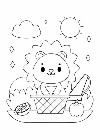 Lion cartoon design, Animal zoo life nature and fauna theme Vector illustrationのイラスト素材