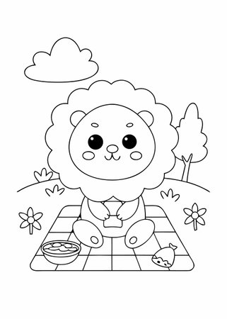 Lion cartoon design, Animal cute zoo life nature and fauna theme Vector illustrationのイラスト素材