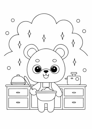 Bear cartoon design, Kawaii expression cute character funny and emoticon theme Vector illustrationのイラスト素材