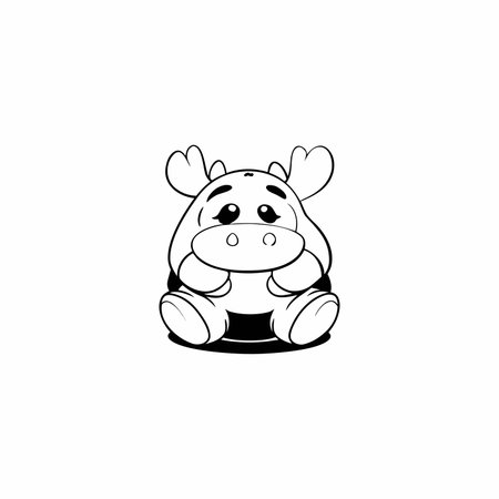 Cute hippo icon on white background. Vector illustration in flat style.のイラスト素材