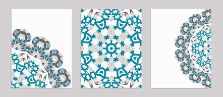 Templates for greeting and business cards, brochures, covers with turkish motifs. Oriental pattern Mandala. For Wedding invitation, save the date, RSVP. Arabic, Islamic, asian, indian, african motifのイラスト素材
