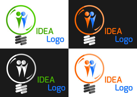 Color light bulb in Green Idea concept vector illustration on white and dark backgroundのイラスト素材