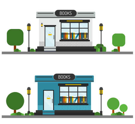 Small Street Books Store vector iconのイラスト素材