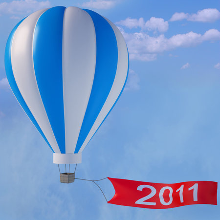 balloon with an advertising banner 2011.