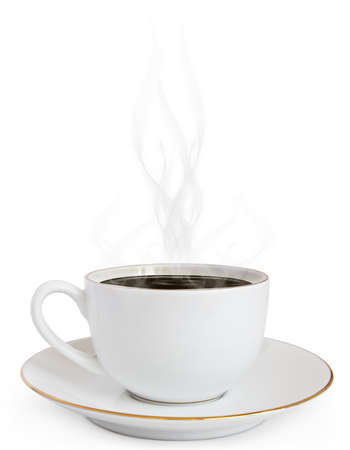 A cup of hot coffee and a smokeの写真素材