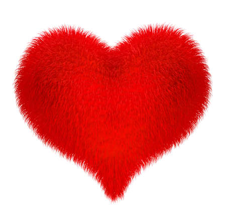 Soft fleecy heart isolated on white の写真素材