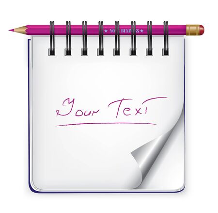 notebook for notes with a pink pencil vectorのイラスト素材