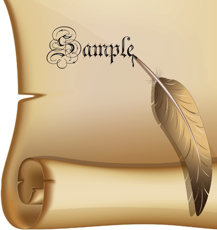 Old scroll with a feathereps10のイラスト素材