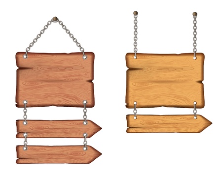 wooden sign on the chains. vectorのイラスト素材