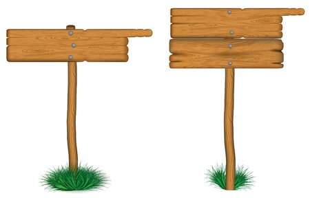 old wooden billboard on the grass eps 10のイラスト素材