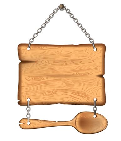 The old wooden sign with a spoon.
weighs on the chains
eps10のイラスト素材