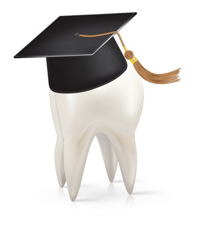 White tooth with a cap of the graduateのイラスト素材