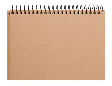 brown cover notebook recycle paper isolated on white backgroundの写真素材