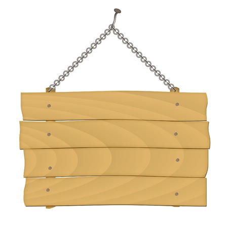 wooden sign on the chains.のイラスト素材