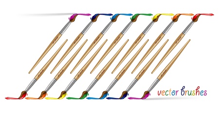Paint brushes with paint. のイラスト素材