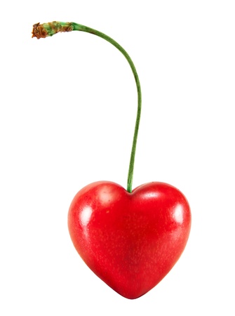 cherry heart. isolated on a white backgroundの写真素材