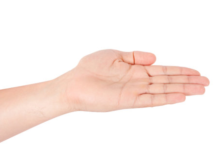 Open palm gesture. isolated on white background