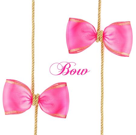 pink bow isolated on white backgroundの写真素材