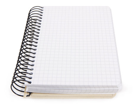 Open notebook isolated on white background