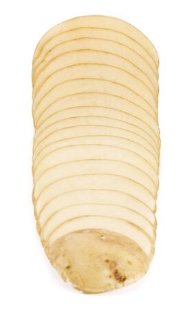 Potatoes cut into thin slicesの写真素材