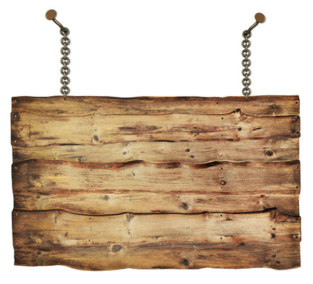 wooden sign isolated on a white backgroundの写真素材