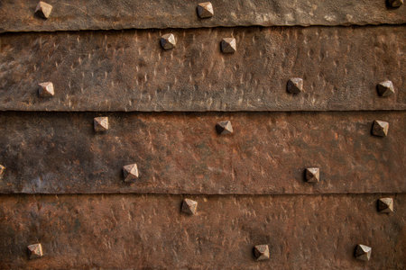 Texture of the old gate with metal rivets