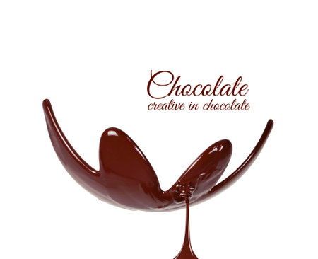Melted chocolate syrup on white background. Liquid chocolate on a white background.の写真素材
