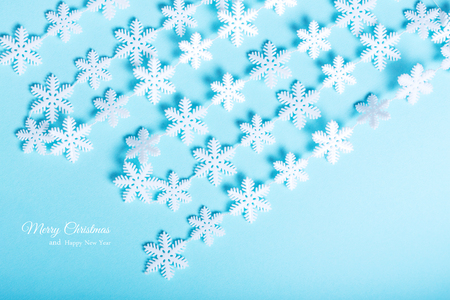 Greeting Card Happy New Year and Merry Christmas. Background of snowflakes.の写真素材