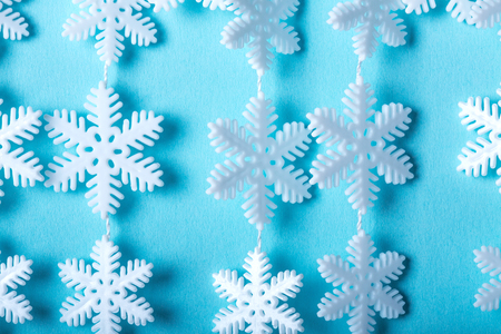 Greeting Card Happy New Year and Merry Christmas. Background of snowflakes.の写真素材