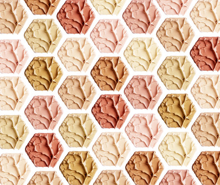 Smears of foundation for face.A smears of lipstick. Cosmetic smears of liquid. Samples of blush for the face.の写真素材