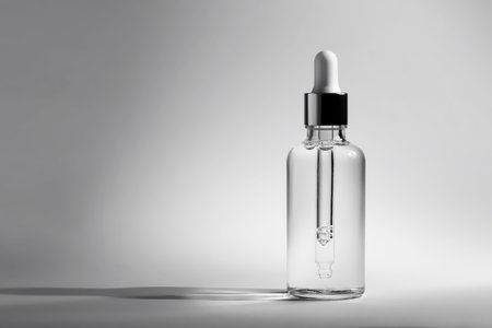 Cosmetic pipette with hyaluronic acid. Transparent gel with bubbles close-up. Gel cream or serum. A sample of a cosmetic product. Antibacterial gel.の写真素材