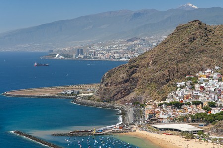 Panorama of beach Las Teresitas, Tenerife, Canary Islands, Spainの写真素材